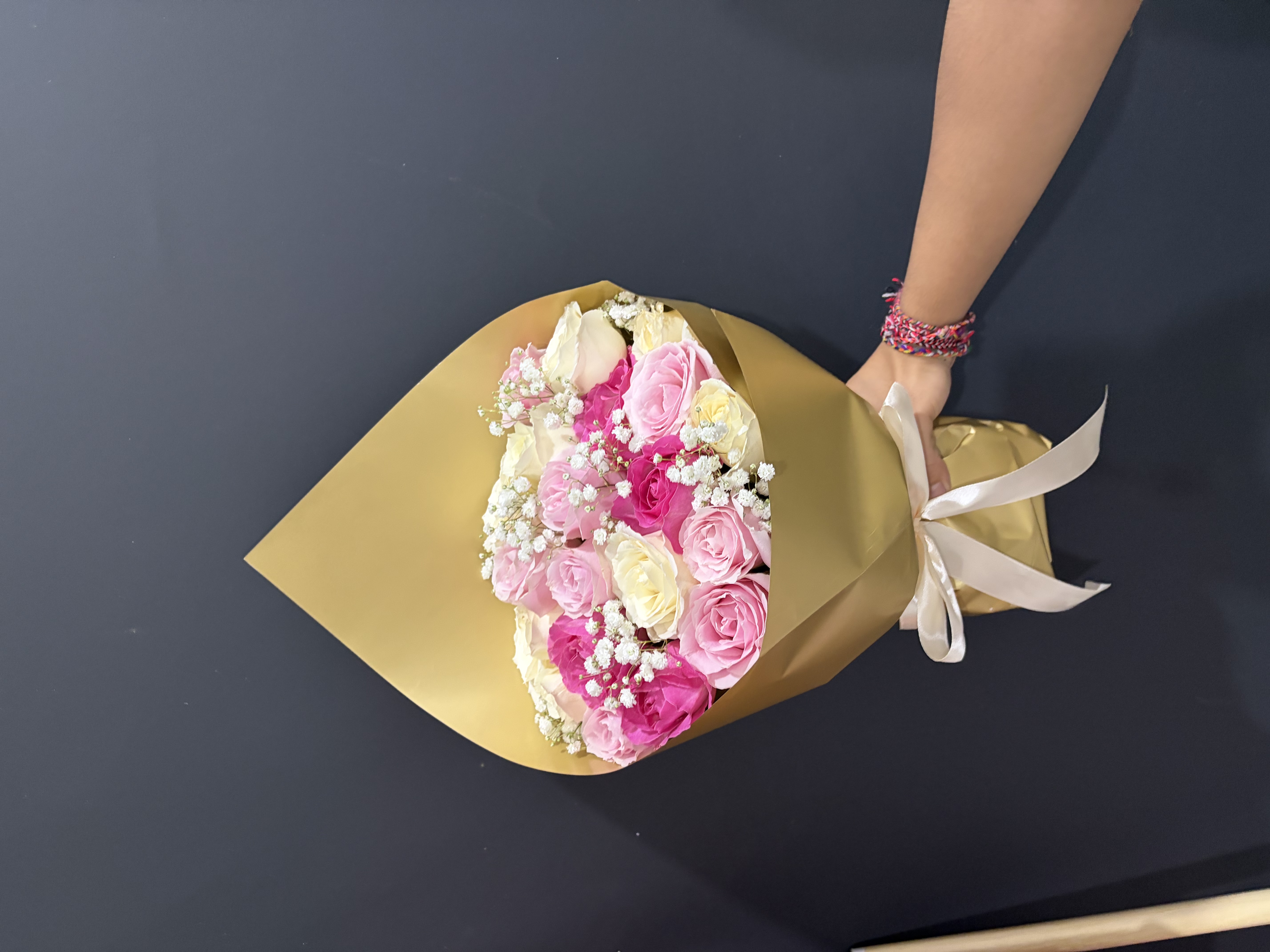 Buket Mawar Pink Gold